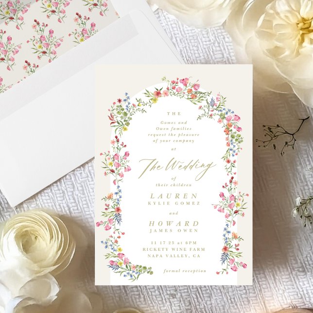 Convite casamento romântico de arca floral primavera (Criador carregado)