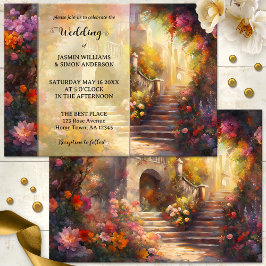 Convite Casamento Romântico de Arte Floral Italiana