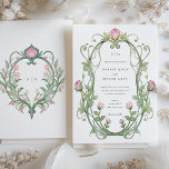 Convite Casamento Romântico de Arte Nouveau Peonies<br><div class="desc">Celebre seu amor com este romântico convite de casamento inspirado em Art Nouveau, que apresenta a delicada beleza das peônias. A frente do convite é composta graciosamente por pedras cor-de-rosa macio e folhagem verde esmagadora, melhorada por curvas elegantes e sotaques dourados detalhados, todos colocados contra um fundo branco nítido. A...</div>