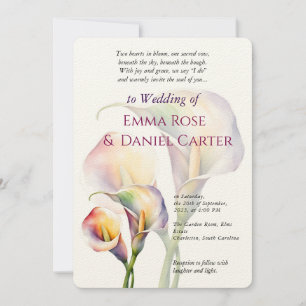 Convite Casamento Romântico de Calla Lily Watercolor