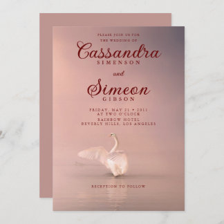 Convite Casamento Romântico de Cisne Rosa