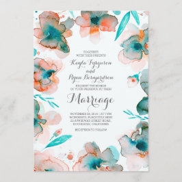 Convite casamento romântico de cor d'água floral