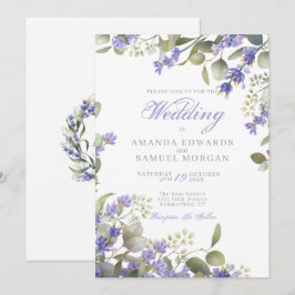Convite Casamento Romântico de Eucalipto e Lavanda
