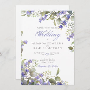 Convite Casamento Romântico de Eucaliptos e Lavandas