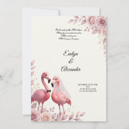 Convite Casamento Romântico de Flamingo