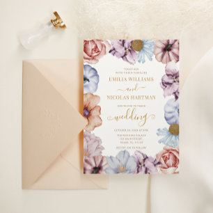Convite Casamento Romântico de Floral de Outono Tudo em Um