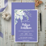 Convite Casamento romântico de flores brancas e florais ro<br><div class="desc">Crie a suíte perfeita de Casamento com este romântico e belo convite de casamento, com um delicado buquê de aquarela com flores brancas, complementado com verde e outras folhagem botânica no canto superior esquerdo, sobre um fundo roxo típico e contemporâneo. Edite facilmente os campos de modelo para adicionar os nomes...</div>