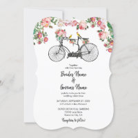 Casamento Romântico de Flores de Bicicletas e Aves