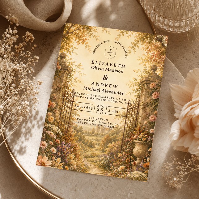 Convite Casamento Romântico de Flores Silvestres de Outono (Criador carregado)