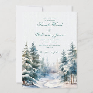 Convite Casamento romântico de florestas de inverno
