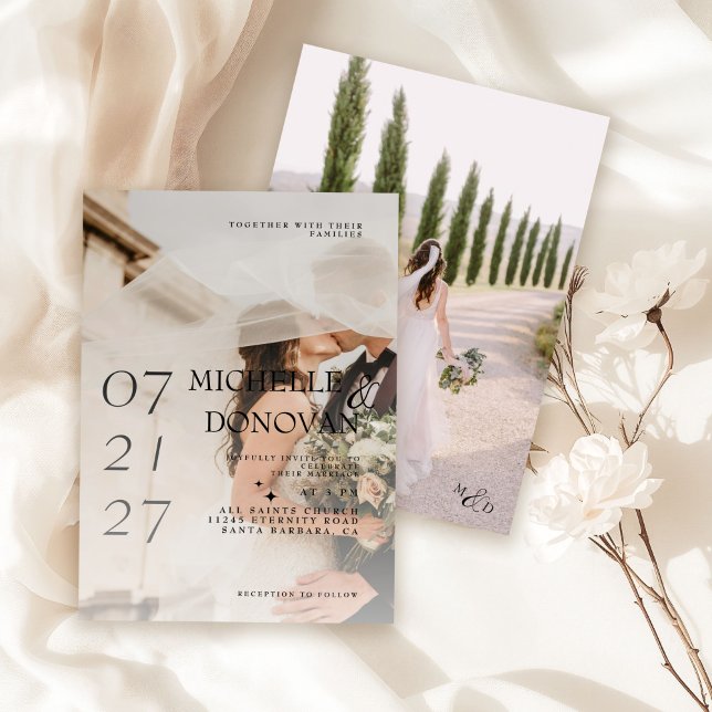 Convite Casamento Romântico de Fotografias de Sobreposição (Criador carregado)