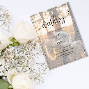 Convite Casamento Romântico de Fotografias do Elegante 2 S