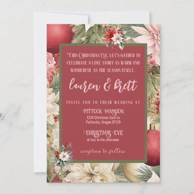 Convite Casamento Romântico de Fotos da Elegante Véspera d (Frente)