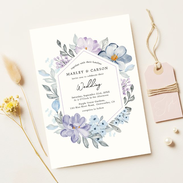 Convite Casamento Romântico de Frame Floral de Blush Botân (Criador carregado)