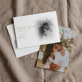 Convite Casamento romântico de gradiente de fotos preto e