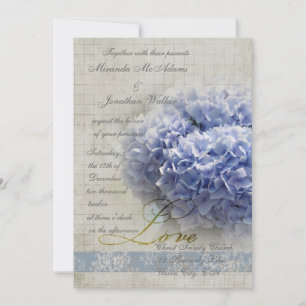 Convite Casamento Romântico de Hydrangeas Azuis