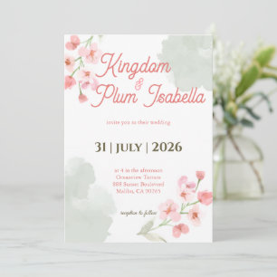 Convite Casamento Romântico de Jardim com Flora de Primave