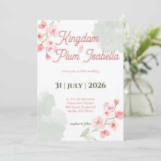 Convite Casamento Romântico de Jardim com Flora de Primave