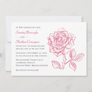 Convite Casamento Romântico de Jardim de Rosas Vermelhas F