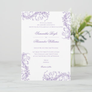 Convite Casamento Romântico de Lavanda Floral Francesa Roc