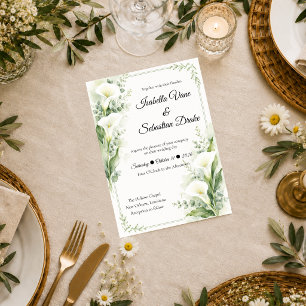 Convite Casamento Romântico de Lírio de Calla da Primavera