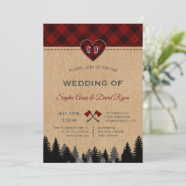 Convite Casamento Romântico de Lumberjack Jill Red Buffalo