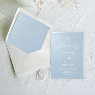Convite Casamento Romântico de Luxo Pérola Azul