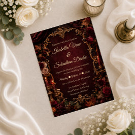 Convite Casamento Romântico de Outono Gótico