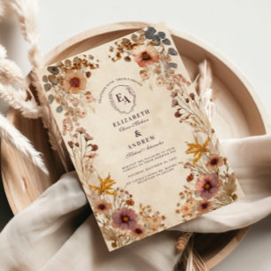 Convite Casamento Romântico de Prados Selvagens