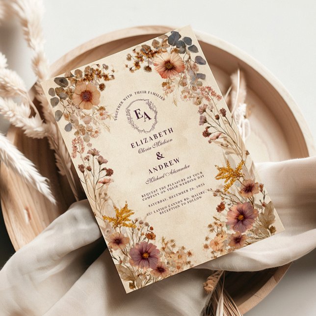 Convite Casamento Romântico de Prados Selvagens (Criador carregado)