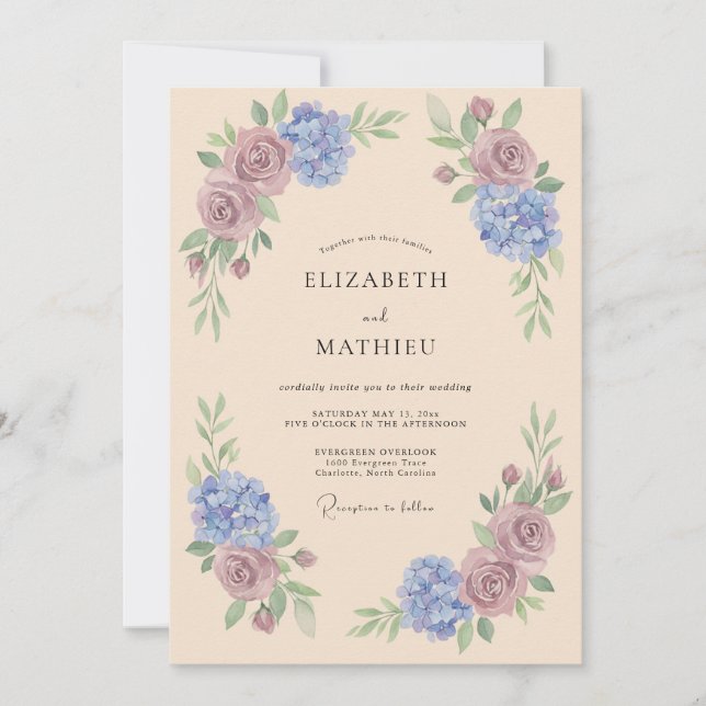Convite Casamento Romântico de Primavera com Champanhe (Frente)