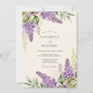 Convite Casamento Romântico de Primavera com Lilás
