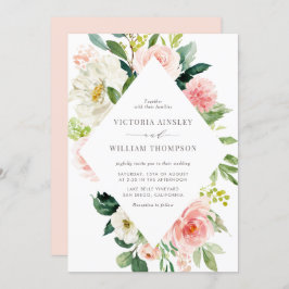 Convite Casamento Romântico de Primavera de Aquarela Bloom