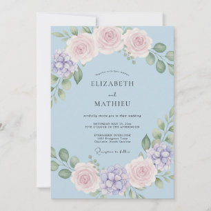 Convite Casamento Romântico de Primavera no Azul Céu