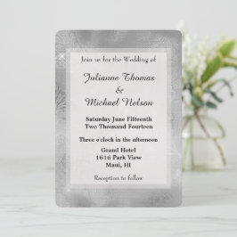 Convite Casamento Romântico de rendas prateadas