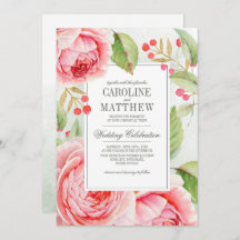 Casamento Romântico de Rosas de Aquarela