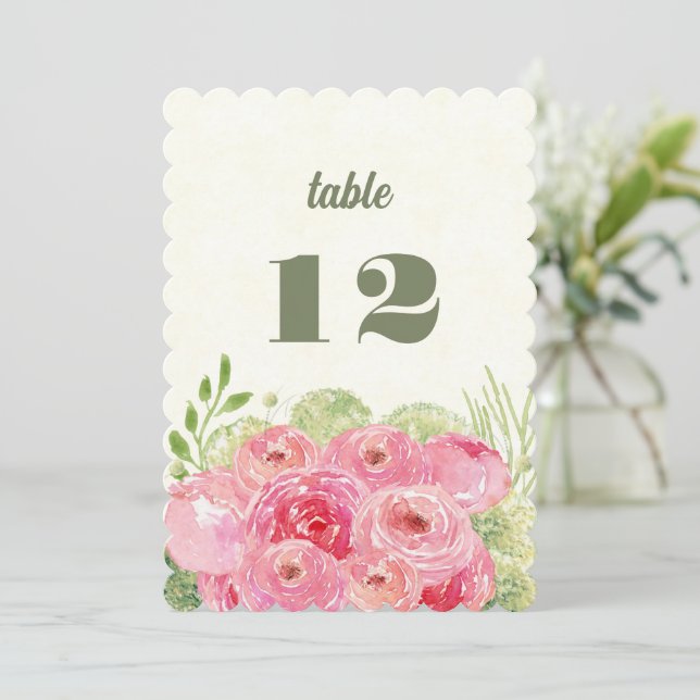 Convite Casamento Romântico de Rosas Rosa-Rosa (Em pé/Frente)