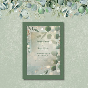 Convite Casamento Romântico de Sage Verde Eucalyptus