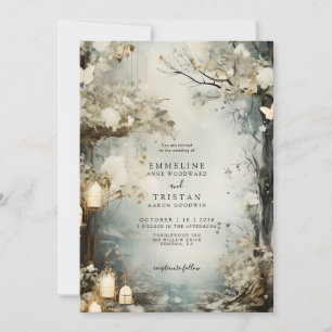 Convite Casamento Romântico de Velas - Floresta Encantada