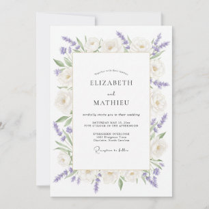 Convite Casamento Romântico Delicado de Lavanda