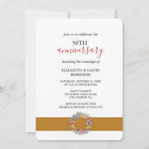 Convite casamento romântico do 50º aniversário