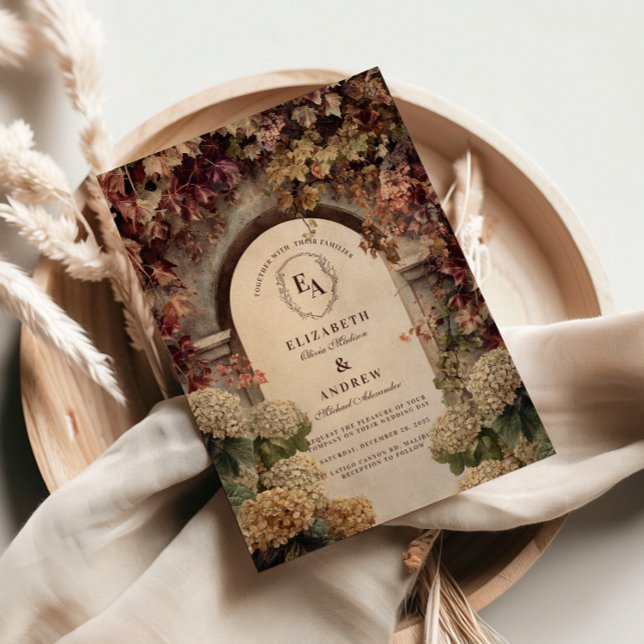 Convite Casamento Romântico do Vineyard Archway (Criador carregado)