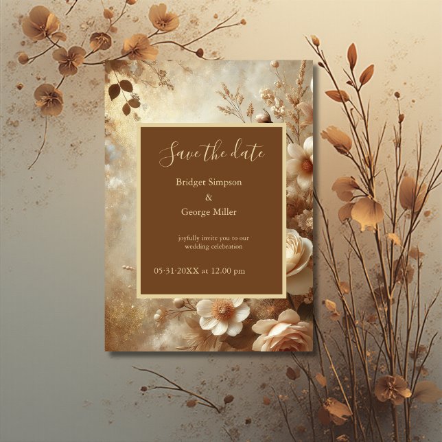 Convite Casamento Romântico Dreamy Floral Salve a Data (Criador carregado)