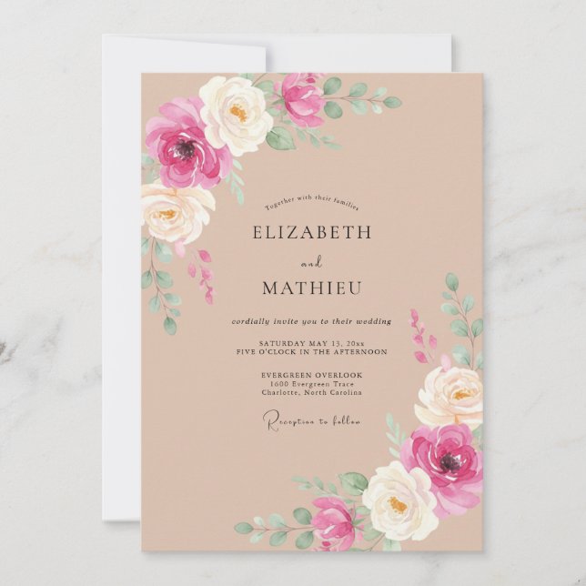 Convite Casamento Romântico e Sedutor Latte (Frente)