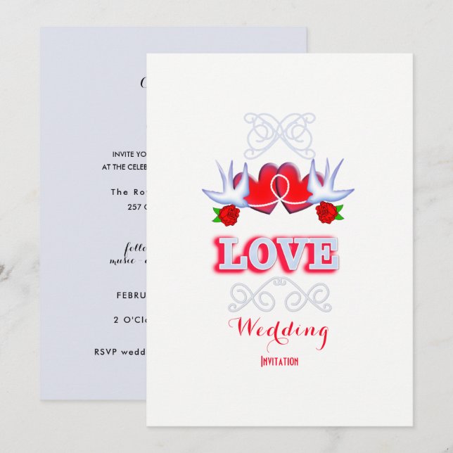 Convite Casamento Romântico Elegante de casando (Frente/Verso)