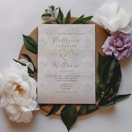 Convite Casamento Romântico Elegante em Rosa Dourado