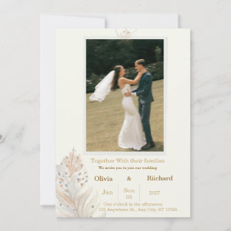 Convite Casamento Romântico Elegante Minimalista