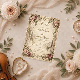 Convite Casamento Romântico em Jardim Vintage
