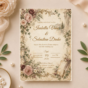 Convite Casamento Romântico em Jardim Vintage