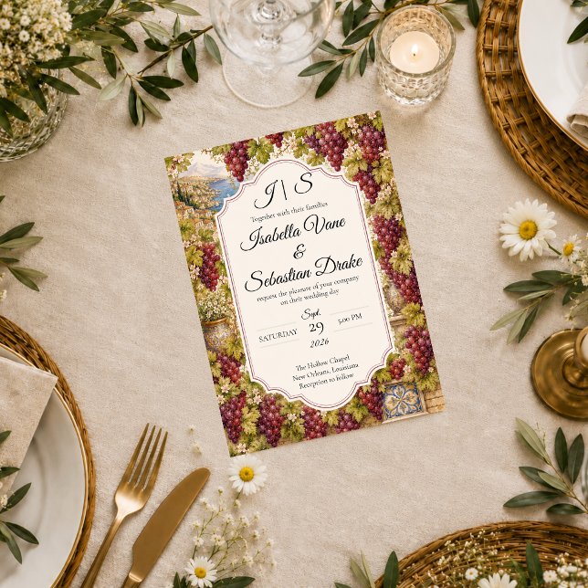 Convite Casamento Romântico em Vinhedo (Criador carregado)